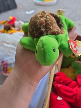 Ty Bright Green Turtle Plush with Brown Shell